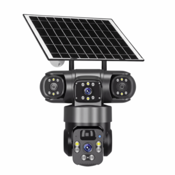 Camara solar PTZ triple lente con panel y batería