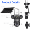 Camara solar PTZ triple lente con panel y batería